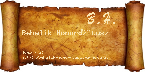 Behalik Honorátusz névjegykártya